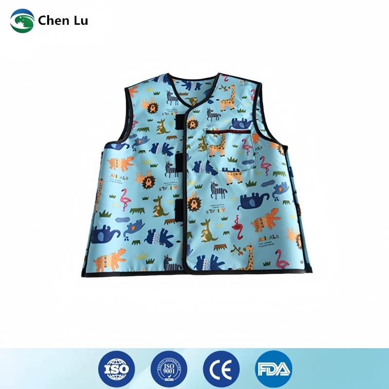 X Medical Lab - เสื้อกั๊กกันรังสีสำหรับเด็ก หนา 0.5 มม. พร้อมแถบเวลโคร ป้องกันรังสีเอกซ์และรังสีแกมมา